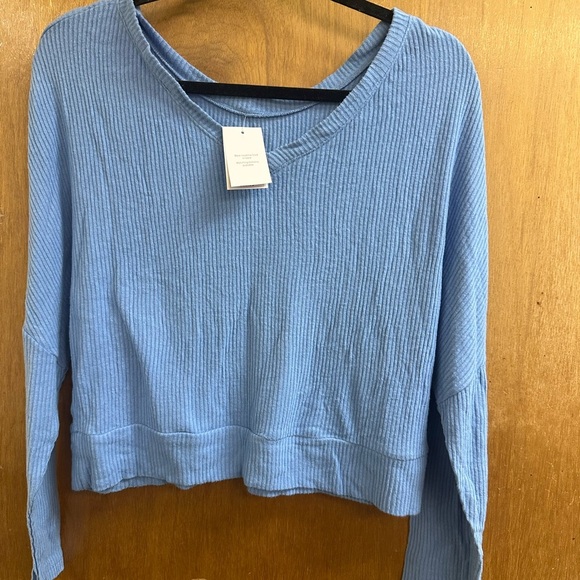 Auden Other - Aude.1 Light Blue Ribbed Knit Top